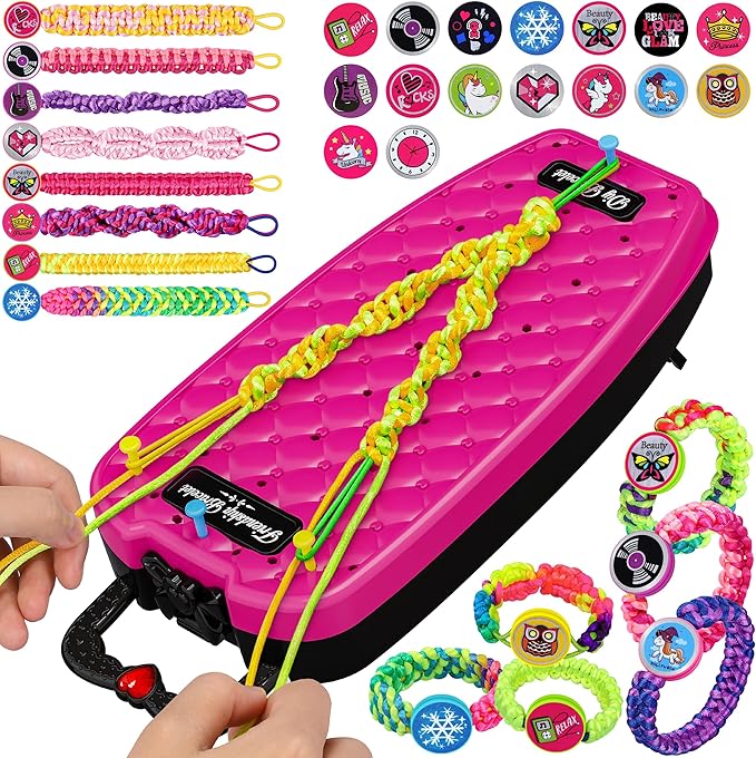 Dpai Friendship Bracelet Making Kit for Girls,DIY Arts and Crafts Toys,Jewelry String Maker Kit,The Best Birthday Gifts Ideas for Girls 6 7 8 9 10 11 12+ Years Old（Rose and Black-CubbioJoy