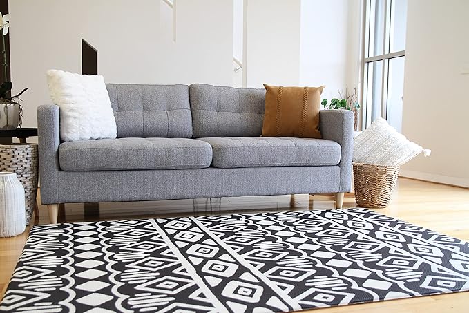 Cushmat Stylish Reversible Foam Play Mat (Large, Crystals - Black Grey) - Soft, Waterproof, Durable Play mat for Infants, Babies, Toddler, Kids & Grownup - 6.5ft x 4.5ft-CubbioJoy