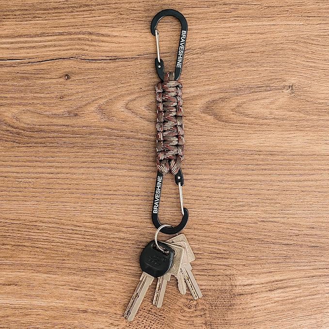 BRAVESHINE Paracord Keychain Carabiner Clip, D Ring Lanyard Hanger Stroller Hook for Water Bottle, Key, Backpacks, Men, Women-CubbioJoy
