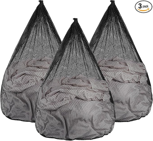 3Pcs Mesh Laundry Bags Washing Machine Mesh Wash Bags Jumbo for Delicates Clothes,Bed Linen,Toys with Drawstring Closure Sturdy (Black, Jumbo 3 pcs)-CubbioJoy