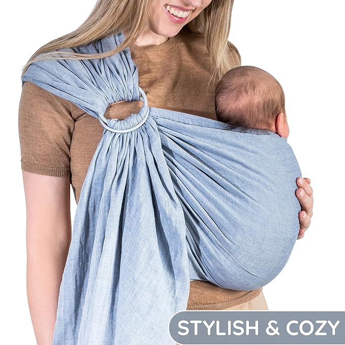 Baby Ring Sling Lightweight 100% Cotton Wrap Newborn, Toddler, Infant, Holder, Adjustable, Breathable, Travel Baby Carrier Sling Dark Blue-CubbioJoy