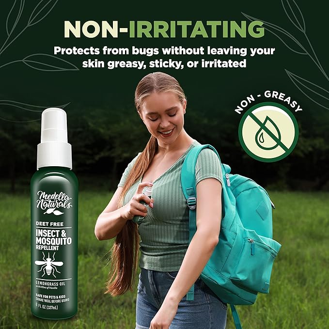 Deet-Free Insect & Mosquito Repellent 8oz – Nice Smelling Insect Repellent with Lemongrass Oil Safe for Pets and Kids – Bug Spray Against Mosquitoes, Gnats, Black Flies, No-See-ums, and Other Insect-CubbioJoy