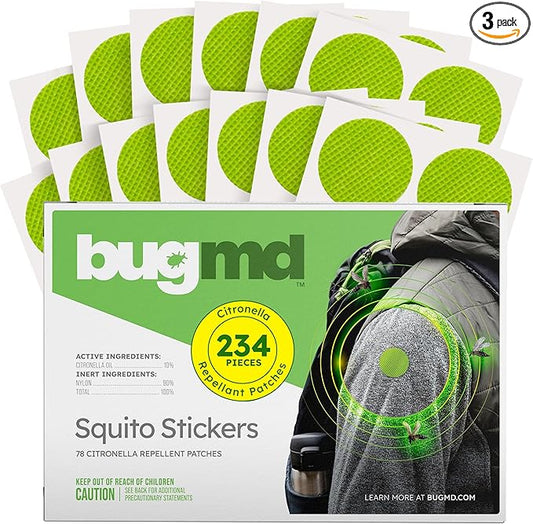 BugMD Squito Stickers Mosquito Repellent Patch for Adults (234 Stickers), Safe & Effective Insect Repellent Patches for Toddlers, Kids, Camping, Beach & Outdoor Essentials-CubbioJoy