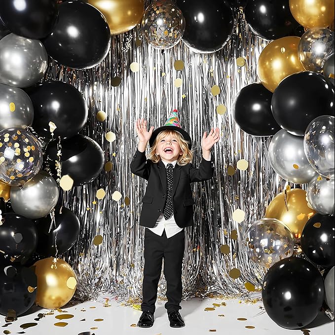 JOYIN 150 Pcs Black Balloons, Different Sizes 18 12 10 5 Inch Black Latex Balloon Arch Kit with Instruction for Birthday Party Graduation Wedding Holiday Decoration-CubbioJoy