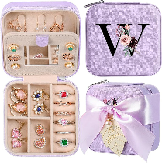 AYGXU Travel Jewelry Box for Women and Girls - Small Case With Initial A-Z - Teacher Gifts-CubbioJoy