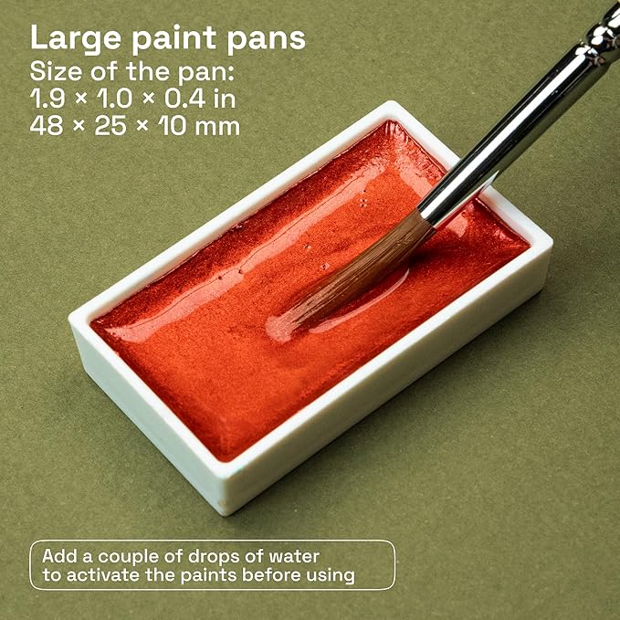 ARTISTRO Professional Metallic Watercolor Paint Set for Adults - 6 Pigment-Rich Metallic Colors, XL Pans, ASTM-I Lightfastness, High Tinting Strength Watercolor Set for Professionals made by professionals-CubbioJoy