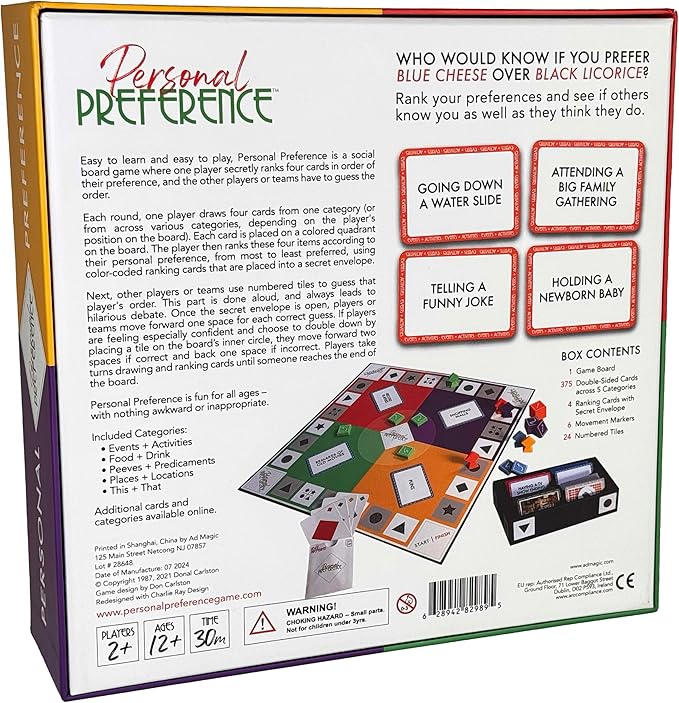 Board Game - The Original Preference Ranking Family Party Game from The 1980s, with 750 All New Cards, 'How Well Do You Really Know Each Other', 2-12 Players (Updated Edition)-CubbioJoy