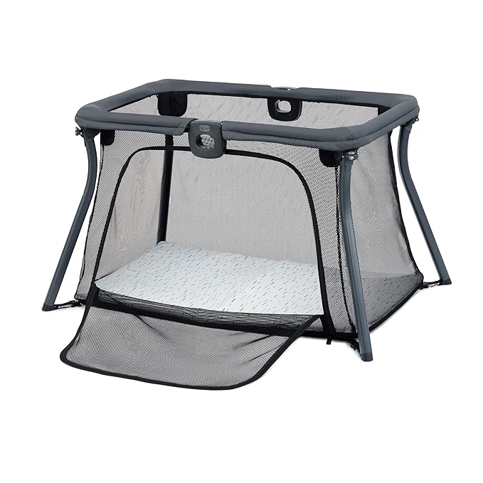 Chicco Alfa Lite Lightweight Travel Playard, Portable Playpen for Babies and Toddlers, Snap-Open/Compact Fold Design, 13 lbs., Baby Travel Essential | Midnight/Navy-CubbioJoy