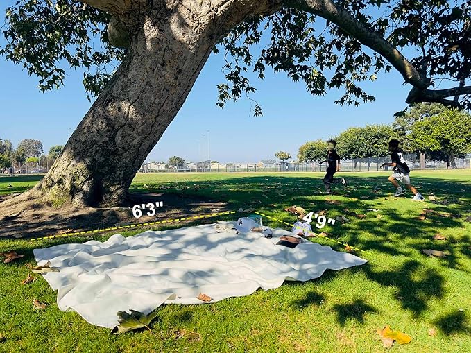 4’9” x 6’3” White Lightweight Water-Resistant Canvas Mat – Picnic, Outdoor, Beach, Park, Camping, Toy Mat-CubbioJoy