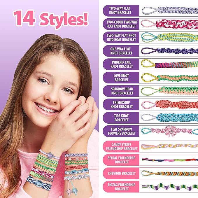 Chilpals Friendship Bracelet Making Kit for Girls,Arts and Crafts for Kids Ages 8-12,Birthday Gifts Ideas for Girl 7 8 9 10 11 Year Old - 2 in 1 Bracelets String Maker Toys Set (Yellow)-CubbioJoy