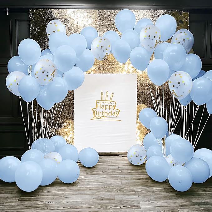 JOYIN 150 Pcs Pastel Blue Balloons, Different Sizes 18 12 10 5 Inch Pastel Blue Latex Balloon Arch Kit with Instruction for Birthday Party Graduation Wedding Holiday Decoration-CubbioJoy
