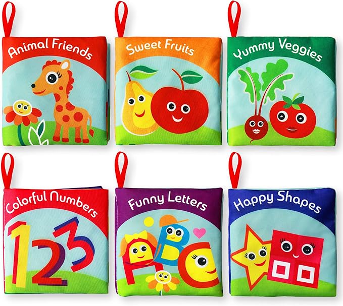 Cloth Books for Babies (Set of 6) - Premium Quality Soft Books for Babies. Touch and Feel Crinkle Paper. Cloth Books for Early Children's Development.-CubbioJoy