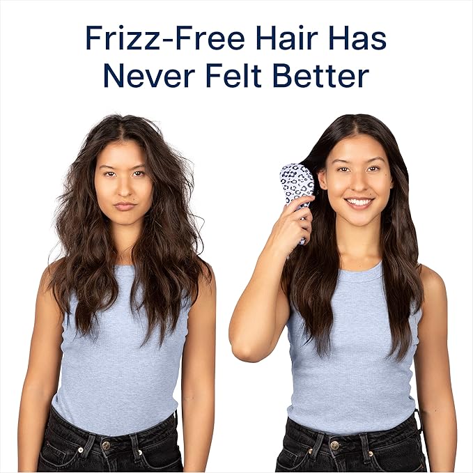 Crave Naturals Glide Thru Detangler Brush - Curly Hair Brush for Women and Kids - Wet and Dry Comb for Adults - Soft Flexible Bristles for Gentle Use - Styling Tool for Curls - Blue Cheetah-CubbioJoy