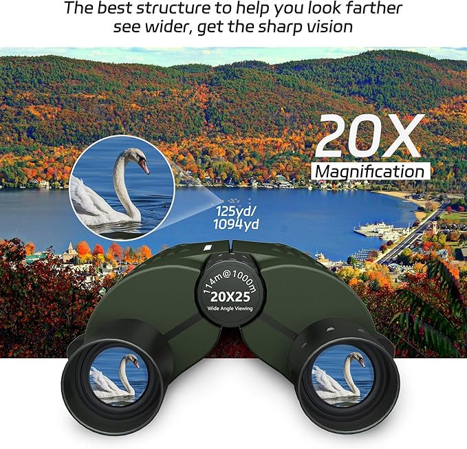 20X25 Small Binoculars for Adults and Kids, Large Eyepiece Binoculars for Bird Watching Easy Focus, Pocket High Powered Opera Glasses for Concert, Cruise Ship, Travel Must Have-CubbioJoy