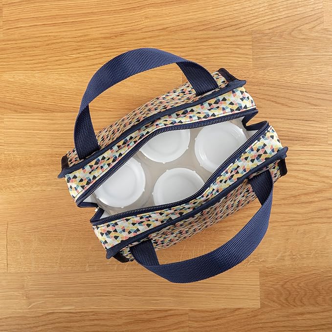 Dr. Brown's Fold & Freeze Bottle Tote, Travel Baby Bottle Insulated Cooler Bag, Store Up to 6 Baby Bottles, Geometric Multicolor, BPA Free-CubbioJoy