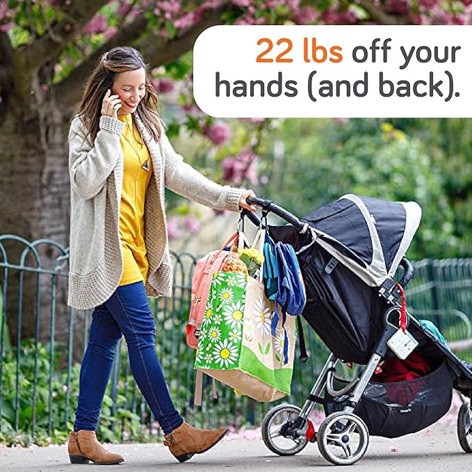 Baby Uma Stroller Hooks for Bags (2 Pack) - Universal Stroller Clips and Hooks, Non-Slip with One-Hand Opening, 11 lb Weight Capacity, Baby Travel Essential-CubbioJoy