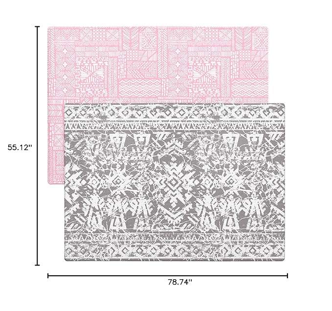 Cushmat Stylish Reversible Foam Play Mat (Large, Explorer - Ash Rose) - Soft, Waterproof, Durable Play mat for Infants, Babies, Toddler, Kids & Grownup - 6.5ft x 4.5ft-CubbioJoy