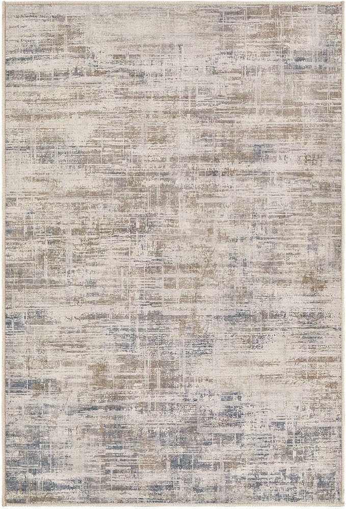 2x3 Entryway Area Rugs: Washable Neutral Abstract Small Rug Door Mat Non-Slip Soft Low Pile Indoor Carpe for Entrance Kitchen Front Door Bathroom Entry Kids Room - Brown-CubbioJoy