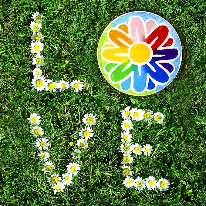 Creative Roots Mosaic Flower Garden Stepping Stone Kit, Includes 7-Inch Ceramic Stone & 6 Vibrant Paints, DIY Stepping Stone Kit for Kids Ages 6+-CubbioJoy