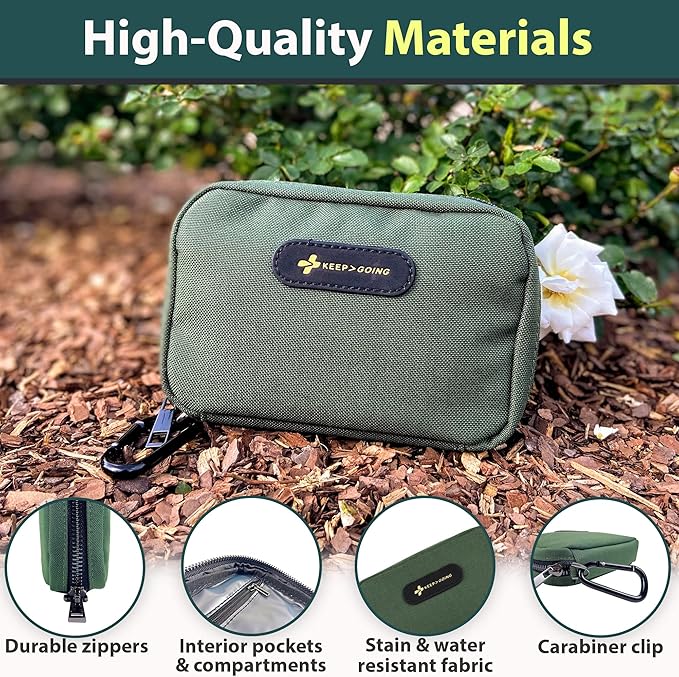 Keep Going Travel First Aid Kit for Kids – 130 Pc. for Car, Purse, Diaper Bag, Backpack, & Suitcase, with Latex-Free Bandages – 7 x 5 x 2 in. Travel First Aid Kit TSA-Approved-CubbioJoy