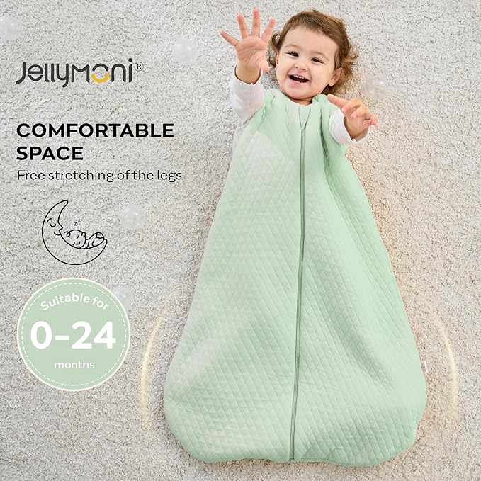 JELLYMONI Baby Sleep Sack TOG 2.5, 6-12 Months Winter Baby Wearable Blanket, 100% Cotton Infant Sleeping Sack 2-Way Zipper Warm Quilted Sleepsack-CubbioJoy