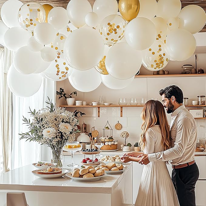 JOYIN 150 Pcs White Balloons, Different Sizes 18 12 10 5 Inch White Latex Balloon Arch Kit with Instruction for Birthday Decoration Party Graduation Wedding Holiday-CubbioJoy