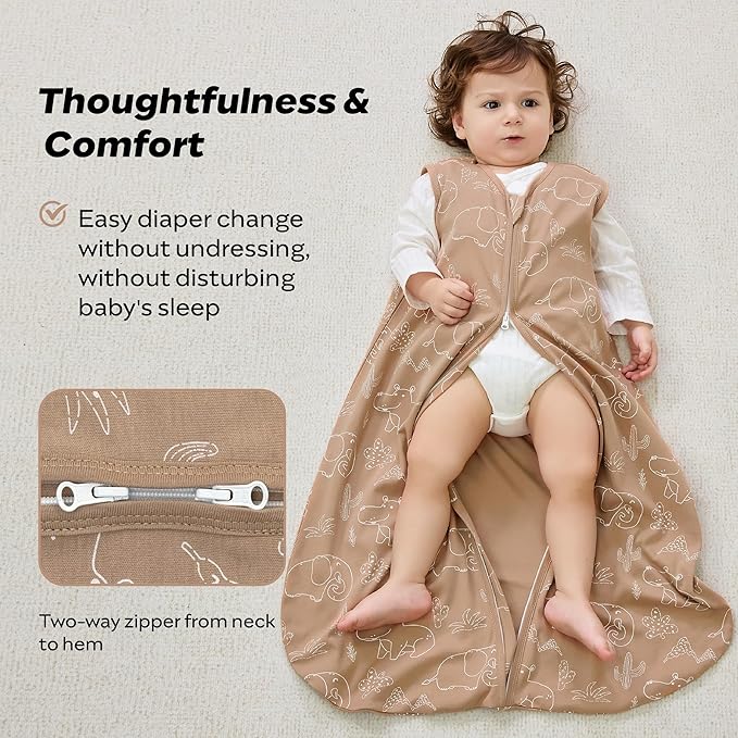 JELLYMONI Baby Sleep Sack 12-18 Months 0.5 Tog Wearable Blanket for Baby, 100% Cotton 3 Pack Infant Toddler Sleeping Sack Lightweight Soft 2-Way Zipper Sleepsack-CubbioJoy