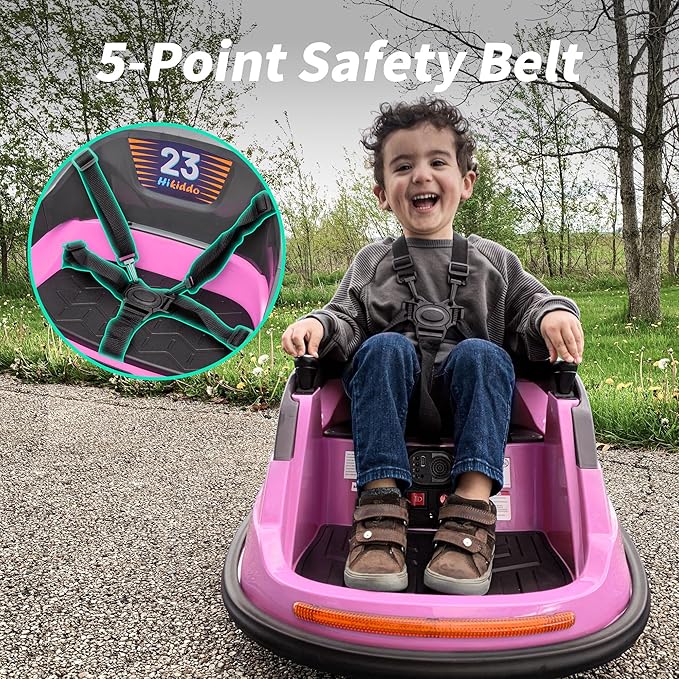 Baby Bumper Car, 6V Electric Kids Bumper Car for Toddlers with Remote Control, Bluetooth - Baby Pink-CubbioJoy