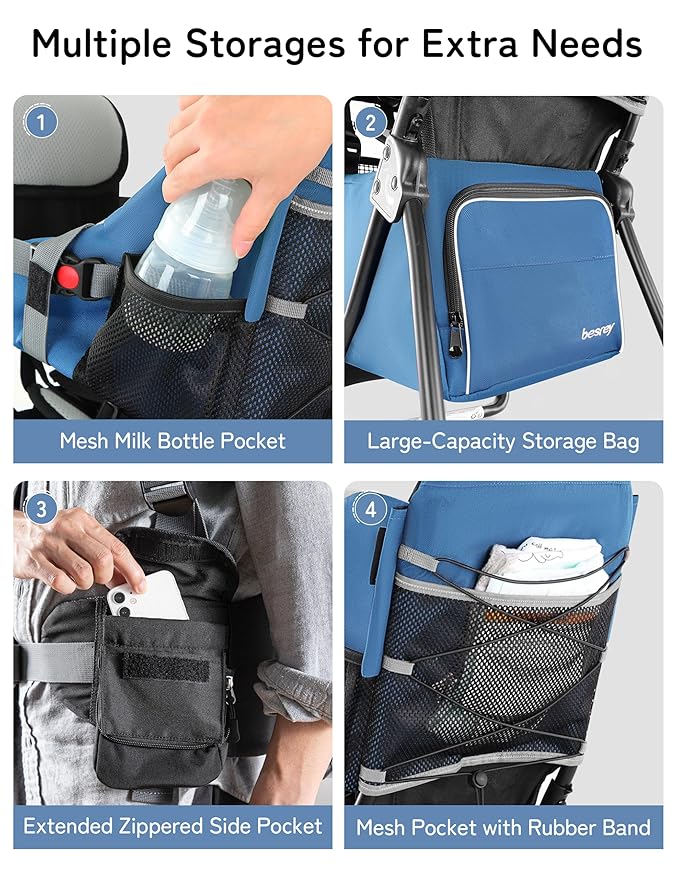 besrey Baby Backpack Carrier, Toddler Hiking Backpack with Safety 3-Height Seat, Adjustable Straps&Waist Belt, Foldable Frame Lightweight Large Capacity Child Carrier for Hiking (Klevin Blue)-CubbioJoy