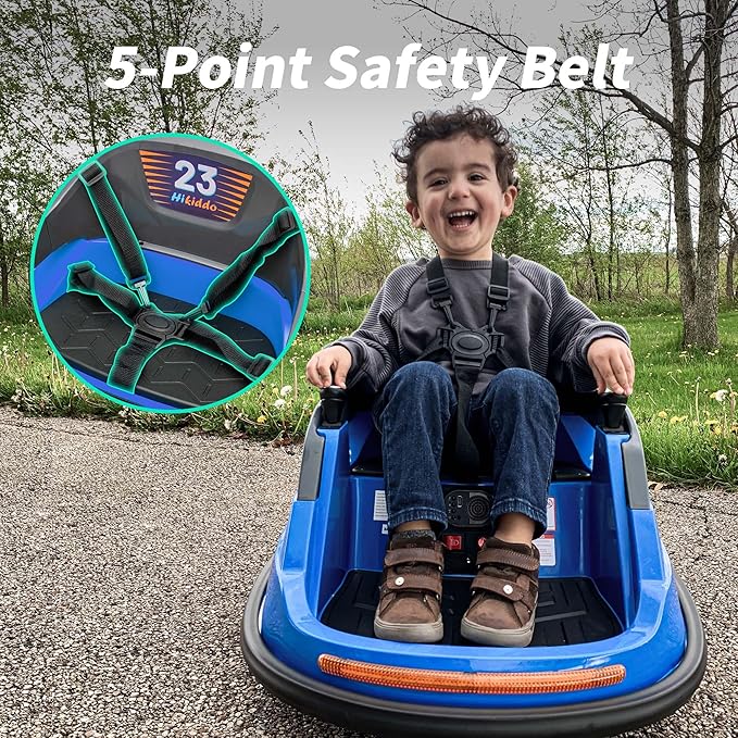 12V Kids Electric Bumper Car, Baby Bumper Car for Toddlers w/Remote Control, 360° Spinning - Blue-CubbioJoy