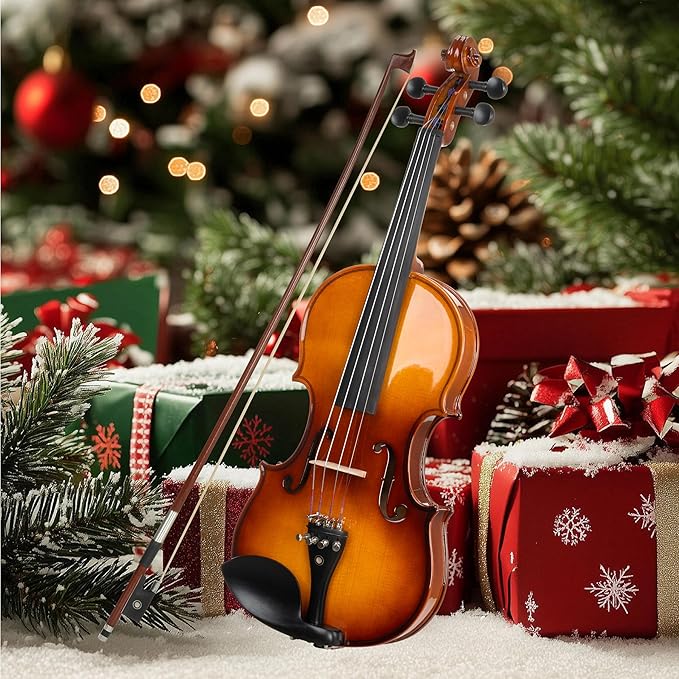 Cecilio 3/4 Violin Solidwood Violin with D'Addario Prelude Strings, Bow, Rosin, Tuner, Shoulder Rest & Lesson Book – Ideal for Beginners-CubbioJoy