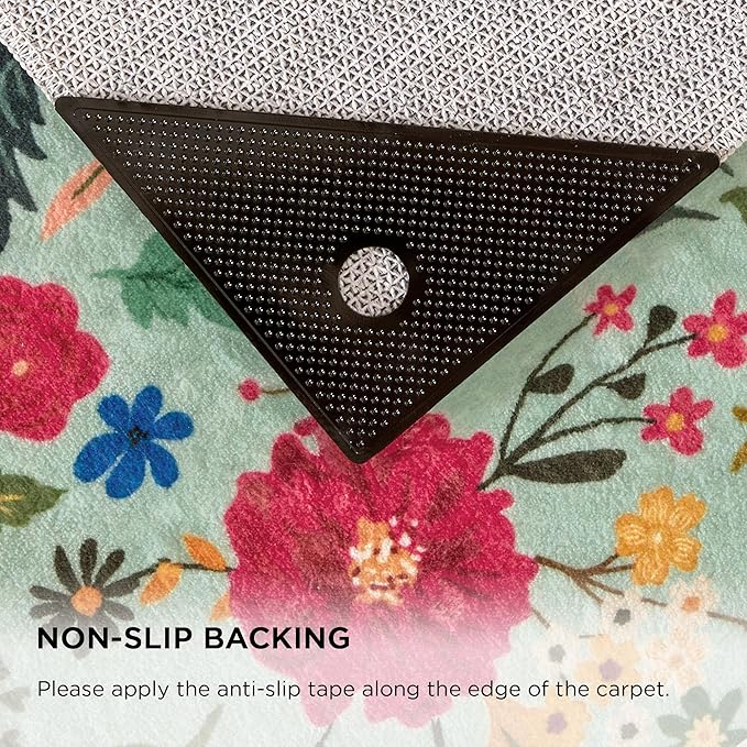 2x3 Washable Rug for Entryway, Floral Green Soft Small Area Rug, Non Slip Doormat Indoor Entrance Carpet, Flower Low Pile Front Door Throw Rug for Bedroom, Kitchen, Laundry, Bathroom, Sage Green-CubbioJoy