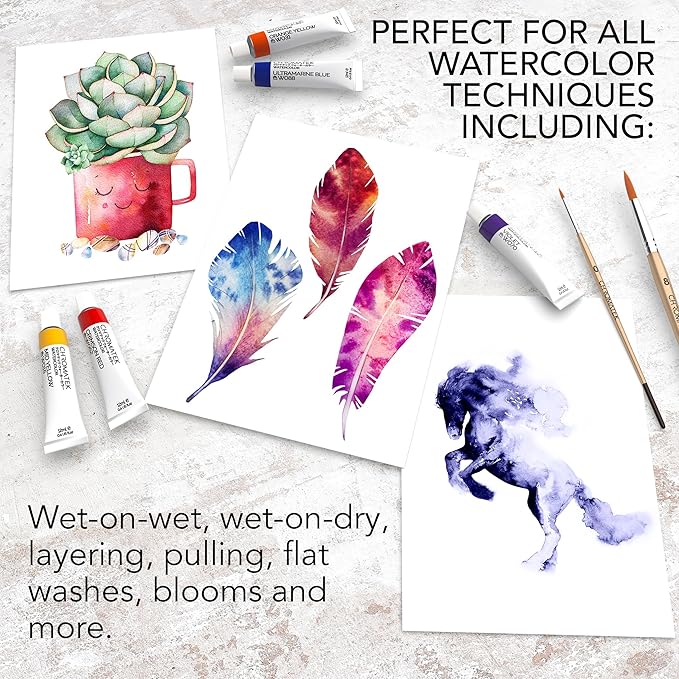 CHROMATEK Watercolor Paint Set - 48 Piece Kit for Adults, Beginners & Professional Artists - 48 x 12ml Liquid Water Color Tubes - Richly Pigmented Vibrant Colors - Art Supplies-CubbioJoy