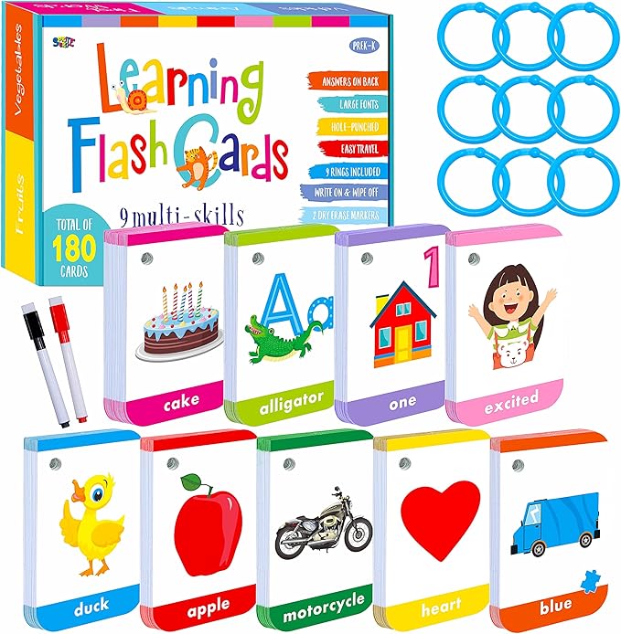 180 Toddler Learning Flashcards, Educational Tool for Preschoolers-CubbioJoy