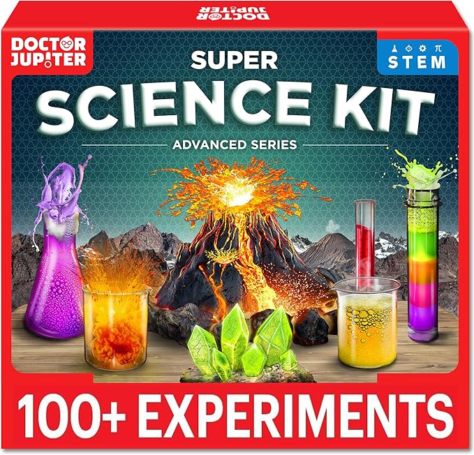 Doctor Jupiter Super Science Kit for Kids Ages 8-12 | Chemistry Set, STEM Toy with 100+ Experiments & Geyser Tube | Birthday Gift Ideas for Boys & Girls 8+ Years Old | Learning & Educational Projects-CubbioJoy