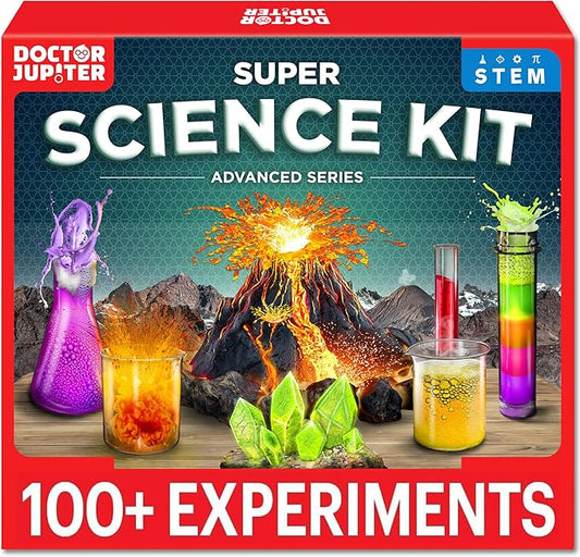 Doctor Jupiter Super Science Kit for Kids Ages 8-12 | Chemistry Set, STEM Toy with 100+ Experiments & Geyser Tube | Birthday Gift Ideas for Boys & Girls 8+ Years Old | Learning & Educational Projects-CubbioJoy