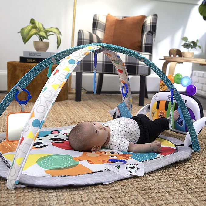 Baby Einstein 4-in-1 Kickin' Tunes Music and Language Play Gym and Piano Tummy Time Activity Mat-CubbioJoy