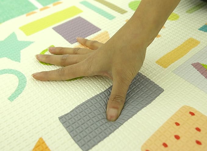 Baby Care Play Mat (Large, Sea Petals - Green) Original One-Piece Reversible Rollable Waterproof Play Mat for Infants, Babies, Toddler, and Kids-CubbioJoy