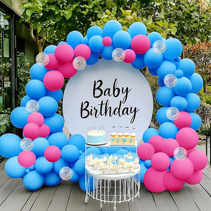 JOYIN 150 Pcs Light Blue Balloons, Different Sizes 18 12 10 5 Inch Light Blue Latex Balloon Arch Kit with Instruction for Birthday Party Graduation Wedding Holiday Decoration-CubbioJoy