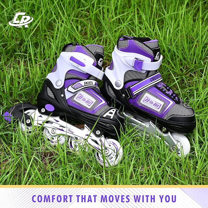 Adjustable Inline Skates for Kids, Teens, and Adults – ABEC-7 Bearings, PU Wheels, Comfortable Fit, for Indoor and Outdoor Skating-CubbioJoy