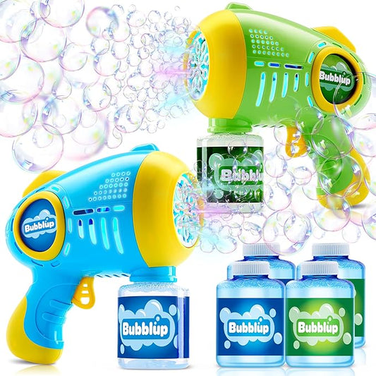 JOYIN 2 Kids Bubble Guns with 4 Bottles Solution, Automatic Bubble Machine Gun with 8 Holes for Kids, Adults, Summer Toys, Easter Basket Stuffers, Birthday Gift, Party Favors-CubbioJoy