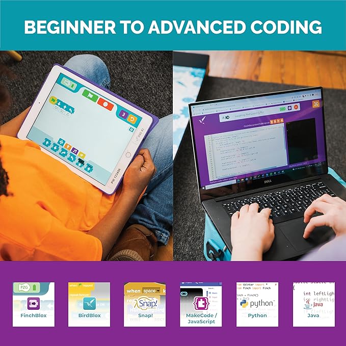 BirdBrain Finch Robot Starter Flock with Microbit I STEM Coding Robot for Classrooms I Learn Python and 8 Coding Languages I Programmable Robotics I Remote Control and App Controlled | Ages 5 to 16-CubbioJoy