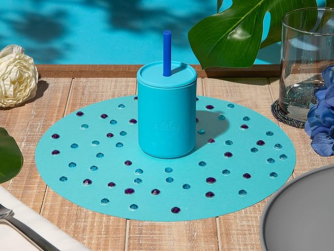 Avanchy Silicone Training Sippy Cup with Straw Lid – Tiny Cup for Babies 6+ Months to Toddlers 1 Year Old – 5 oz Infant Water Cup for Baby Led Weaning, Blue-CubbioJoy