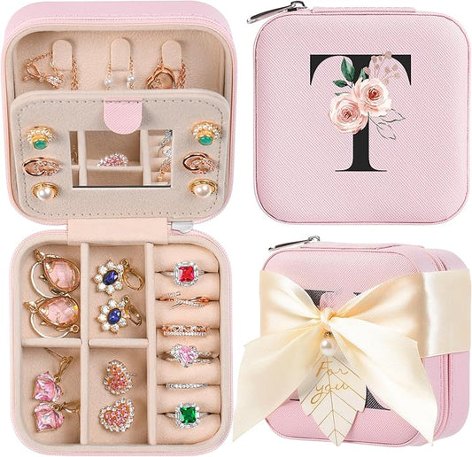 AYGXU Travel Jewelry Box for Women and Girls - Small Case With Initial A-Z - Teacher Gifts-CubbioJoy