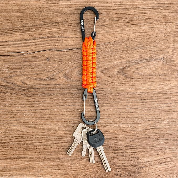 BRAVESHINE Paracord Keychain Carabiner Clip, D Ring Lanyard Hanger Stroller Hook for Water Bottle, Key, Backpacks, Men, Women-CubbioJoy