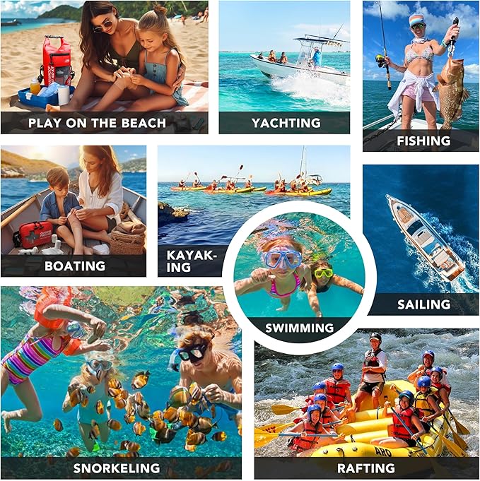 152 PCS Waterproof First Aid Kit, Portable Small Boat Dry Bag Bug Out Bags, Emergency Medical Kit Ideal for Boating, Camping, Fishing, Kayaking, Floating, Red-CubbioJoy