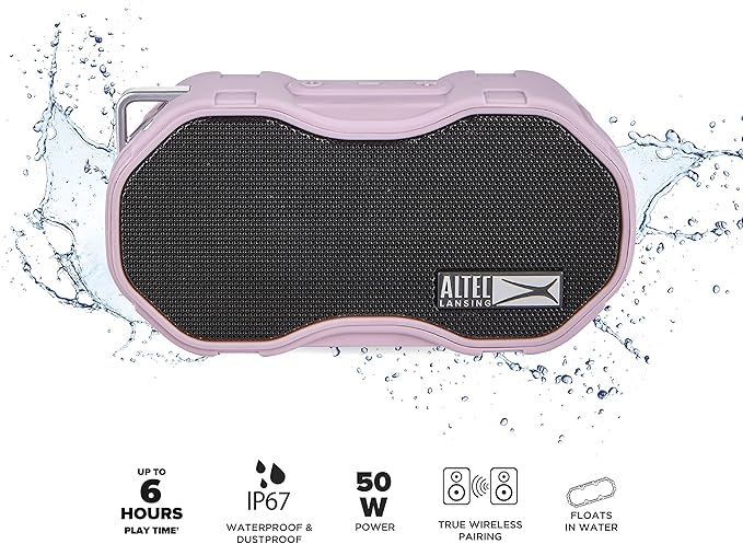 Altec Lansing Baby Boom XL - Waterproof Bluetooth Speaker, Wireless & Portable Speaker for Travel & Outdoor Use, Deep Bass & Loud Sound, 1 Pack, Pink-CubbioJoy