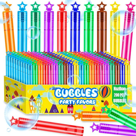 200 Pack Star Bubble Wands,Party Favors Supplies for Toddlers Kids’ Birthday, Summer Outdoor Celebrations,School Classroom Carnival Prize Giveaways,Bulk Gift Box as Goody Bags Stuffer-CubbioJoy