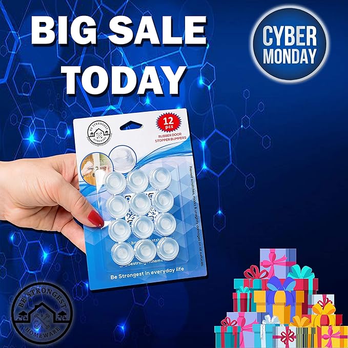 Door Stoppers Wall Protector [16 Pack] Wall Door Stop Small Size | Rubber Door Bumpers Small Size | Self Adhesive Door Stopper | Shower Door Bumpers | Clear Stick on Headboard Stoppers Rubber Bumpers-CubbioJoy