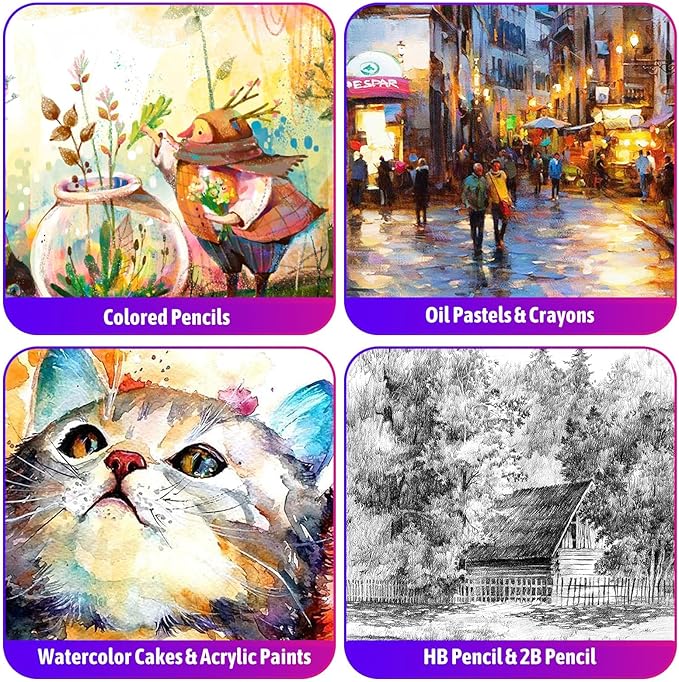 Art Supplies, iBayam 195 Pack Art Set Drawing Kit for Kids Teens Girls Boys Adult, Arts and Crafts Painting Kit, Art Kits Paint Set with Acrylic Pad, Sketchbooks, Watercolor Pad, Canvases, Gift Box-CubbioJoy